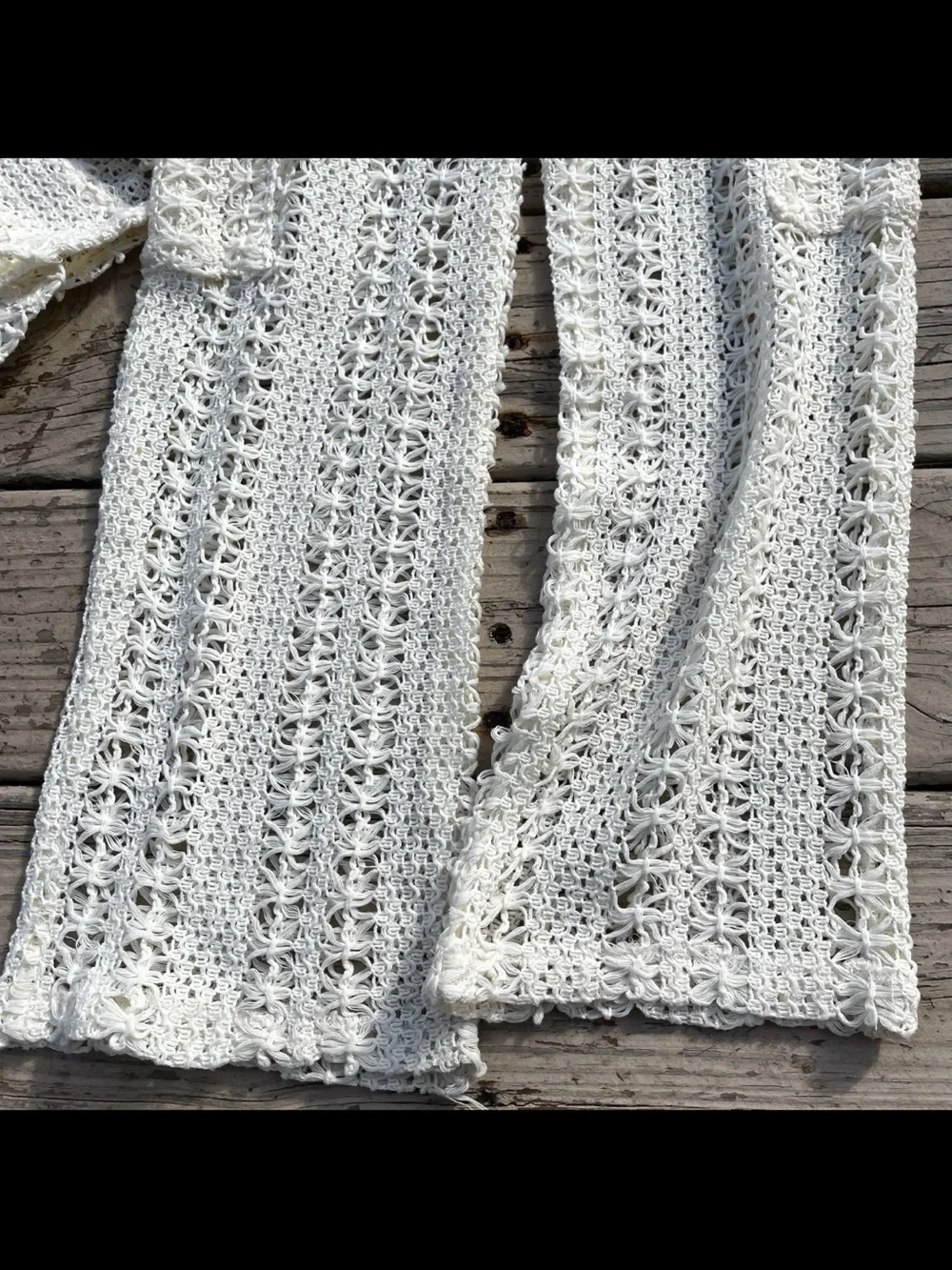 Vintage Havana Kids Off/White Crochet Wide-Leg Matching Set